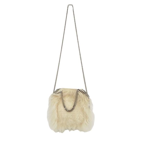 NEW Stella Mccartney Falabella Mini Fur Tote Bag Silver Chain - Picture 3 of 16